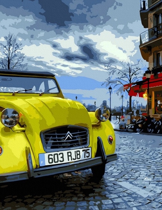Tapyba pagal skaičius Geltonas automobilis 40x50 cm