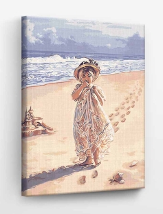 Tapyba pagal skaičius Mergaitė paplūdimyje 40x50 cm