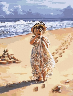 Tapyba pagal skaičius Mergaitė paplūdimyje 40x50 cm