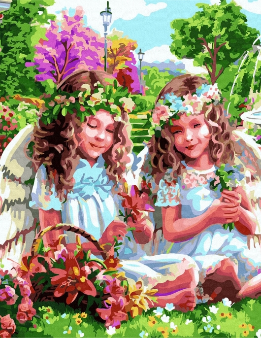 Tapyba pagal skaičius Angelai sode 40x50 cm