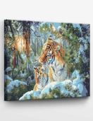 Tapyba pagal skaičius Mama su tigro jaunikliu 40x50 cm Tapyba pagal skaičius Mama su tigro jaunikliu 40x50 cm
