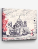 Tapyba pagal skaičius Pora su raudonu skėčiu 40x50 cm