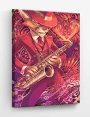 Tapyba pagal skaičius Muzikantas Katinas 40x50 cm Tapyba pagal skaičius Muzikantas Katinas 40x50 cm