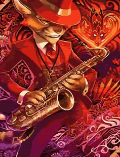 Tapyba pagal skaičius Muzikantas Katinas 40x50 cm