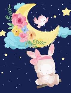 Tapyba pagal skaičius Mėnulio kiškiai 40x50 cm