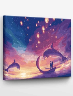 Tapyba pagal skaičius Delfinų gyvenimas 40x50 cm