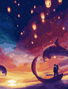 Tapyba pagal skaičius Delfinų gyvenimas 40x50 cm