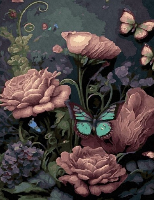 Tapyba pagal skaičius Drugeliai ir rožės 40x50 cm