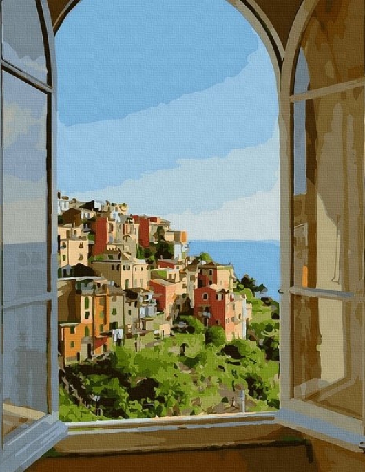 Tapyba pagal skaičius Vaizdas į kaimą 40x50 cm Tapyba pagal skaičius Vaizdas į kaimą 40x50 cm