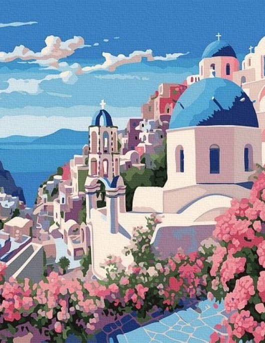 Tapyba pagal skaičius Santorini svajonės 40x50 cm Tapyba pagal skaičius Santorini svajonės 40x50 cm