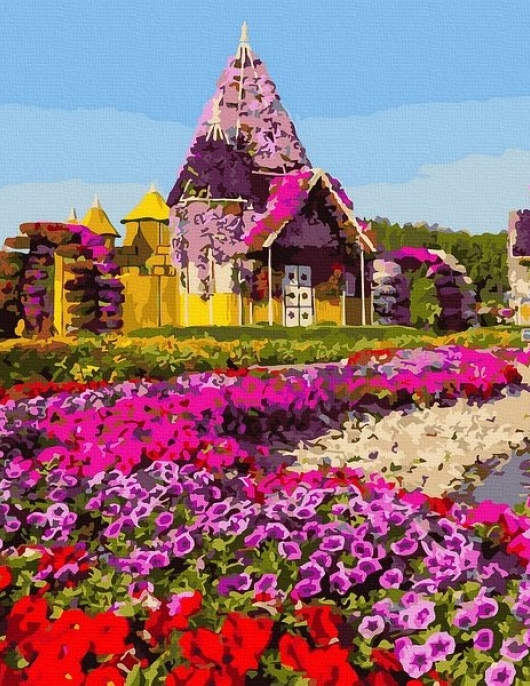 Tapyba pagal skaičius Gėlių pilis 40x50 cm