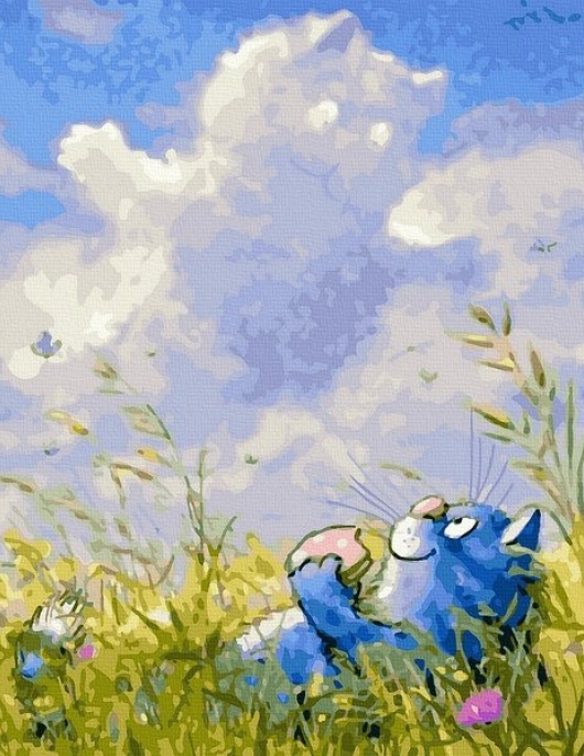 Tapyba pagal skaičius Tinginė katė pievoje 40x50 cm