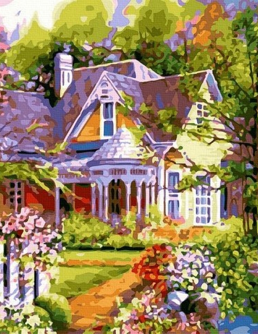 Tapyba pagal skaičius Žavingas kotedžas 40x50 cm