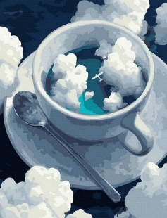 Tapyba pagal skaičius Debesuota arbatos puodelis 40x50 cm