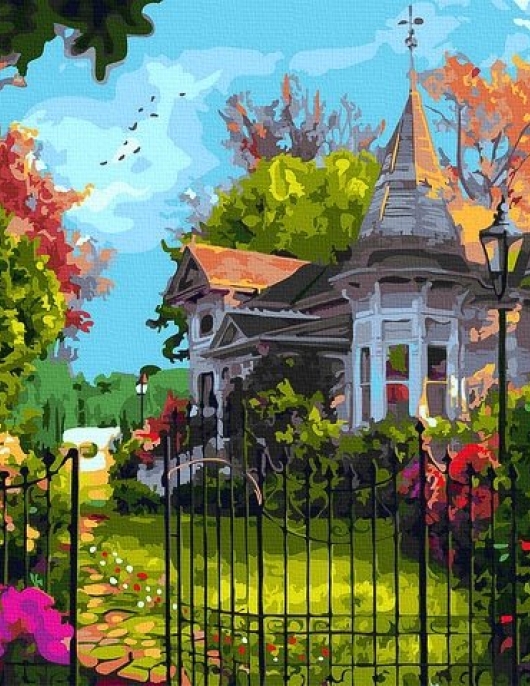 Tapyba pagal skaičius Viktorijos laikų sodas 40x50 cm Tapyba pagal skaičius Viktorijos laikų sodas 40x50 cm