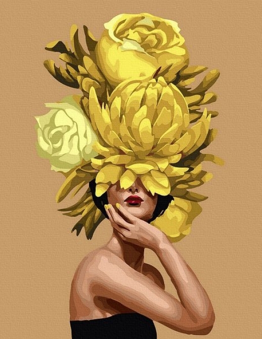 Tapyba pagal skaičius Yellow Bloom Lady 40x50 cm Tapyba pagal skaičius Yellow Bloom Lady 40x50 cm