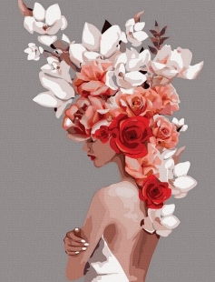 Tapyba pagal skaičius Raudona ir balta žydėjimas 40x50 cm