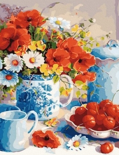 Tapyba pagal skaičius Vyšnių žiedų lentelė 40x50 cm