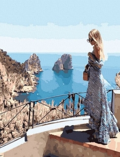 Tapyba pagal skaičius Vaizdas ant uolos 40x50 cm