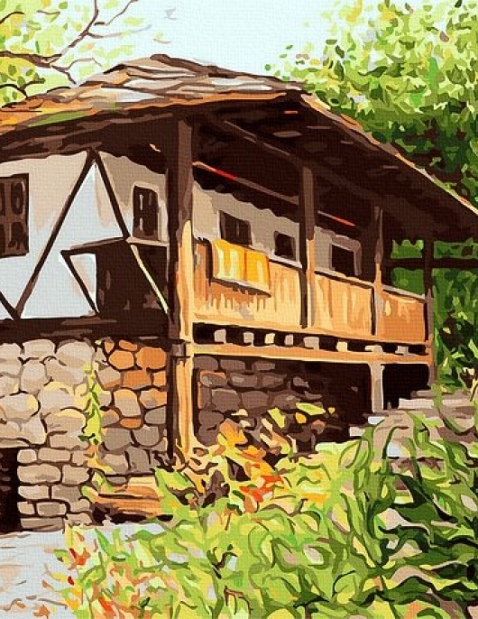 Tapyba pagal skaičius Kaimiškas namas 40x50 cm Tapyba pagal skaičius Kaimiškas namas 40x50 cm