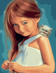 Tapyba pagal skaičius Mergina su katinu 40x50 cm