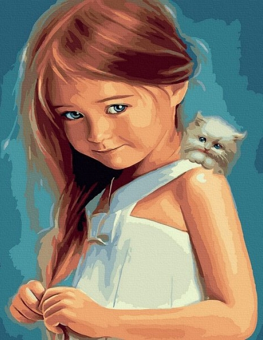 Tapyba pagal skaičius Mergina su katinu 40x50 cm