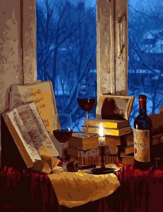 Tapyba pagal skaičius Natiurmortas su knygomis 40x50 cm