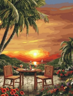 Tapyba pagal skaičius Atogrąžų saulėlydžio vakarienė 40x50 cm