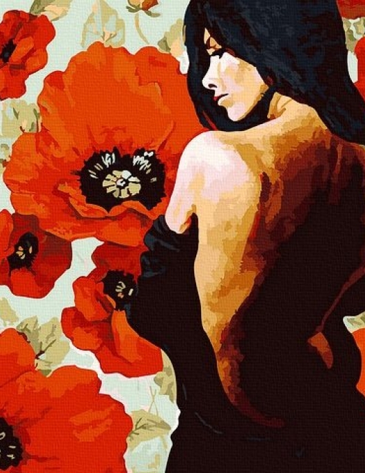 Tapyba pagal skaičius Mergina su aguonomis 40x50 cm