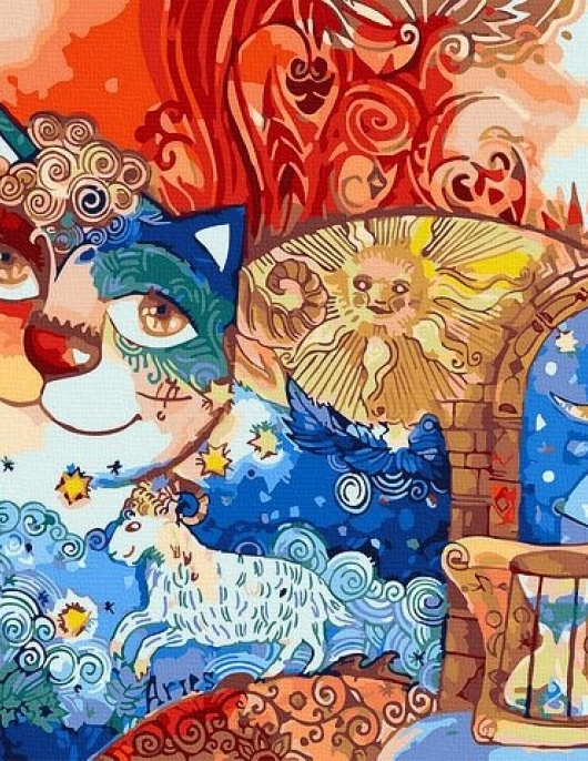 Tapyba pagal skaičius Raštuota katė 40x50 cm Tapyba pagal skaičius Raštuota katė 40x50 cm