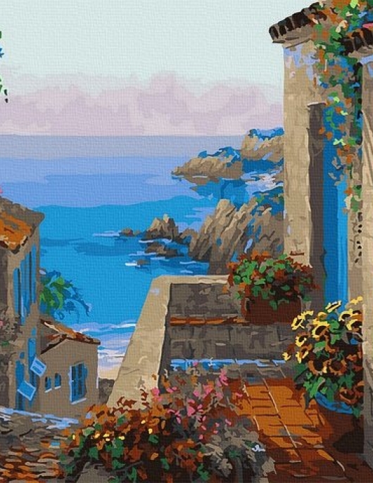 Tapyba pagal skaičius Viduržemio jūros vaizdas 40x50 cm