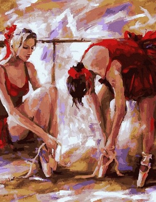 Tapyba pagal skaičius Balerinos raudonos spalvos 40x50 cm Tapyba pagal skaičius Balerinos raudonos spalvos 40x50 cm