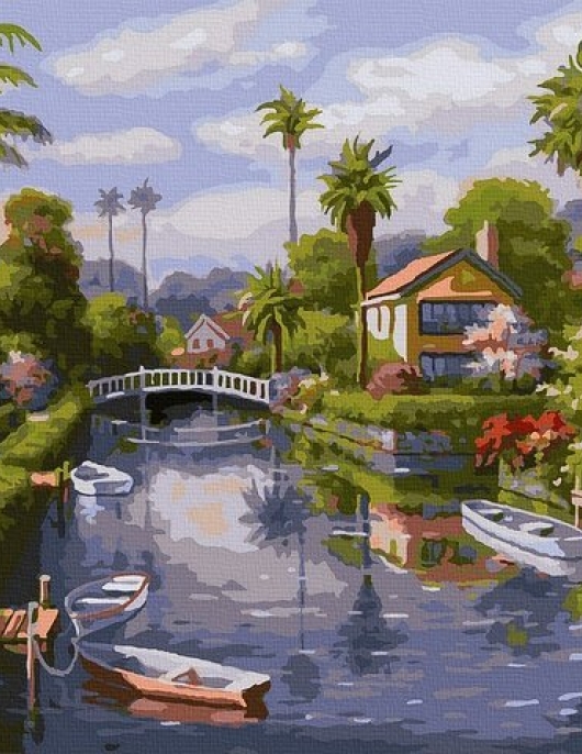 Tapyba pagal skaičius Kanalo vaizdas 40x50 cm Tapyba pagal skaičius Kanalo vaizdas 40x50 cm