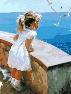 Tapyba pagal skaičius Mergina prie jūros 40x50 cm