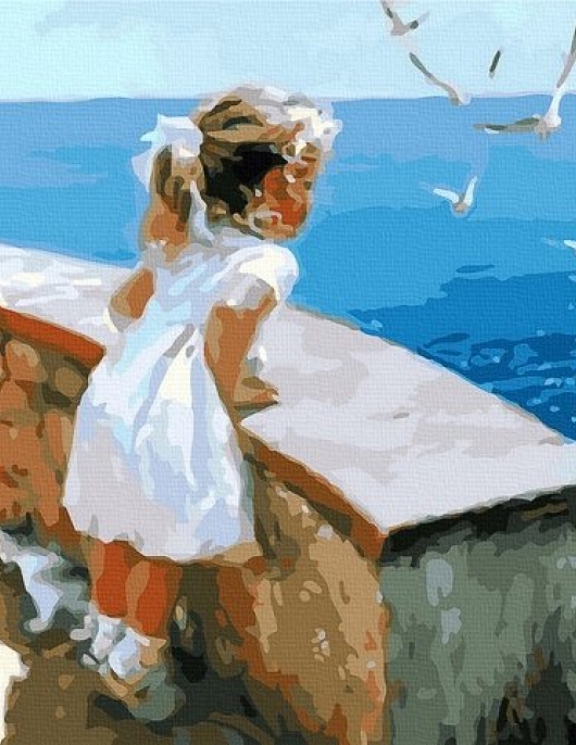 Tapyba pagal skaičius Mergina prie jūros 40x50 cm Tapyba pagal skaičius Mergina prie jūros 40x50 cm