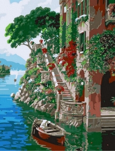 Tapyba pagal skaičius Vila prie ežero 40x50 cm