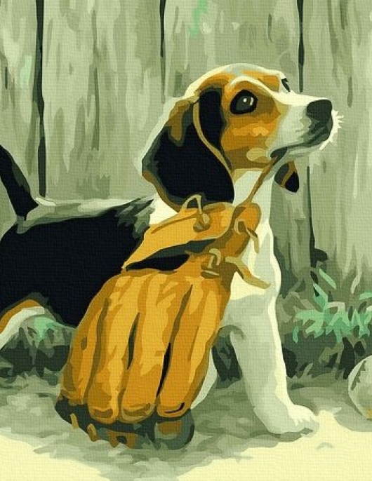 Tapyba pagal skaičius Biglis su pirštine 40x50 cm Tapyba pagal skaičius Biglis su pirštine 40x50 cm