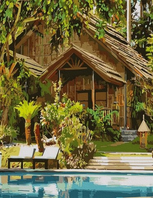 Tapyba pagal skaičius Tropical Retreat 40x50 cm Tapyba pagal skaičius Tropical Retreat 40x50 cm