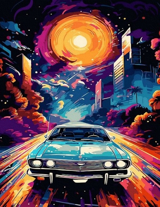 Tapyba pagal skaičius Retro automobilio nuotykis 40x50 cm