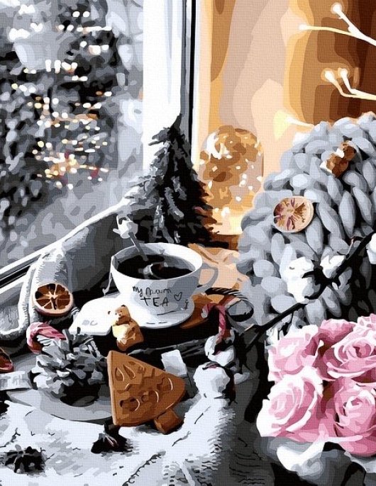 Tapyba pagal skaičius Žiemos arbatos metas 40x50 cm