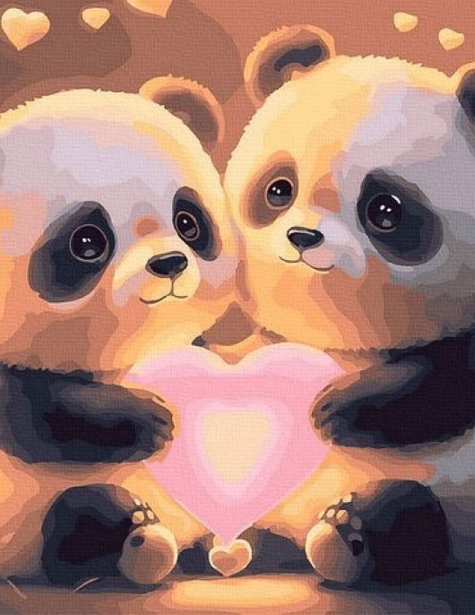 Tapyba pagal skaičius Panda Meilė 40x50 cm Tapyba pagal skaičius Panda Meilė 40x50 cm