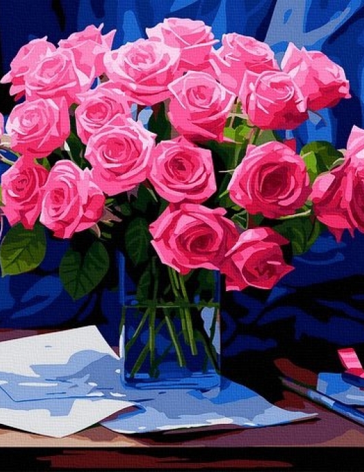 Tapyba pagal skaičius Rožinės rožės 40x50 cm