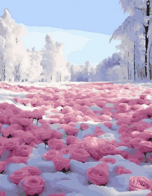 Tapyba pagal skaičius Žiemos rožės 40x50 cm