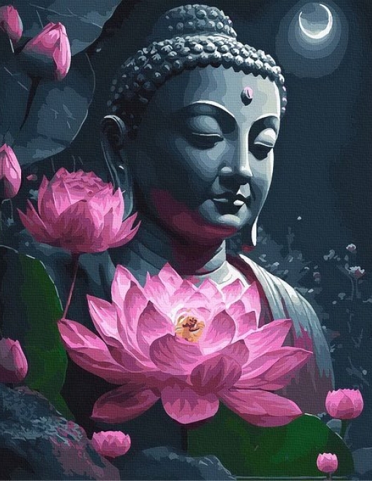 Tapyba pagal skaičius Buda su lotosu 40x50 cm