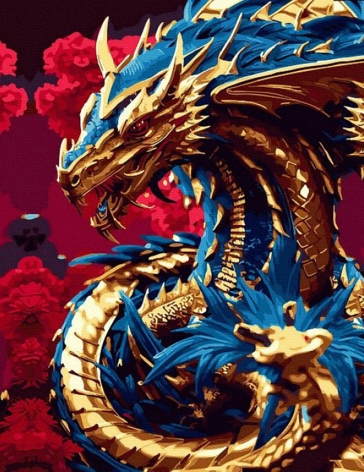 Tapyba pagal skaičius Auksinis drakonas 40x50 cm