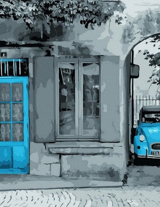 Tapyba pagal skaičius Kaimiškos mėlynos durys 40x50 cm