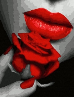 Tapyba pagal skaičius Lūpos ir rožė 40x50 cm