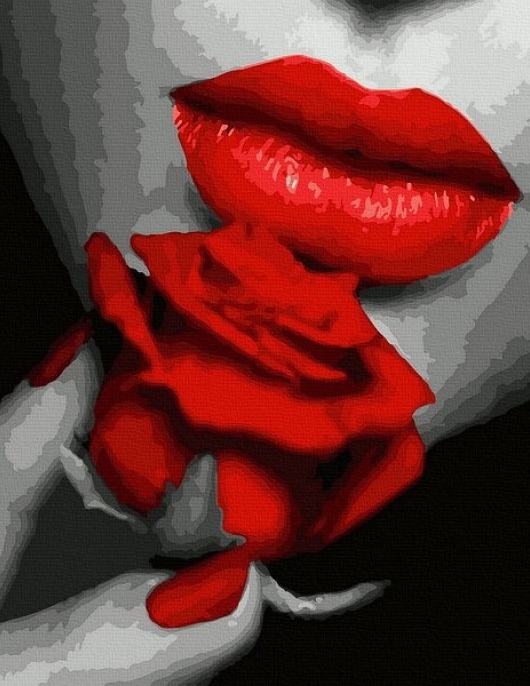 Tapyba pagal skaičius Lūpos ir rožė 40x50 cm