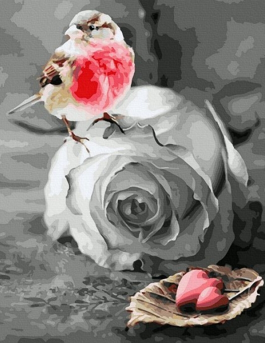 Tapyba pagal skaičius Paukštis ir rožė 40x50 cm