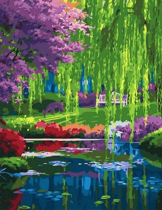 Tapyba pagal skaičius Gluosnio atspindys 40x50 cm Tapyba pagal skaičius Gluosnio atspindys 40x50 cm